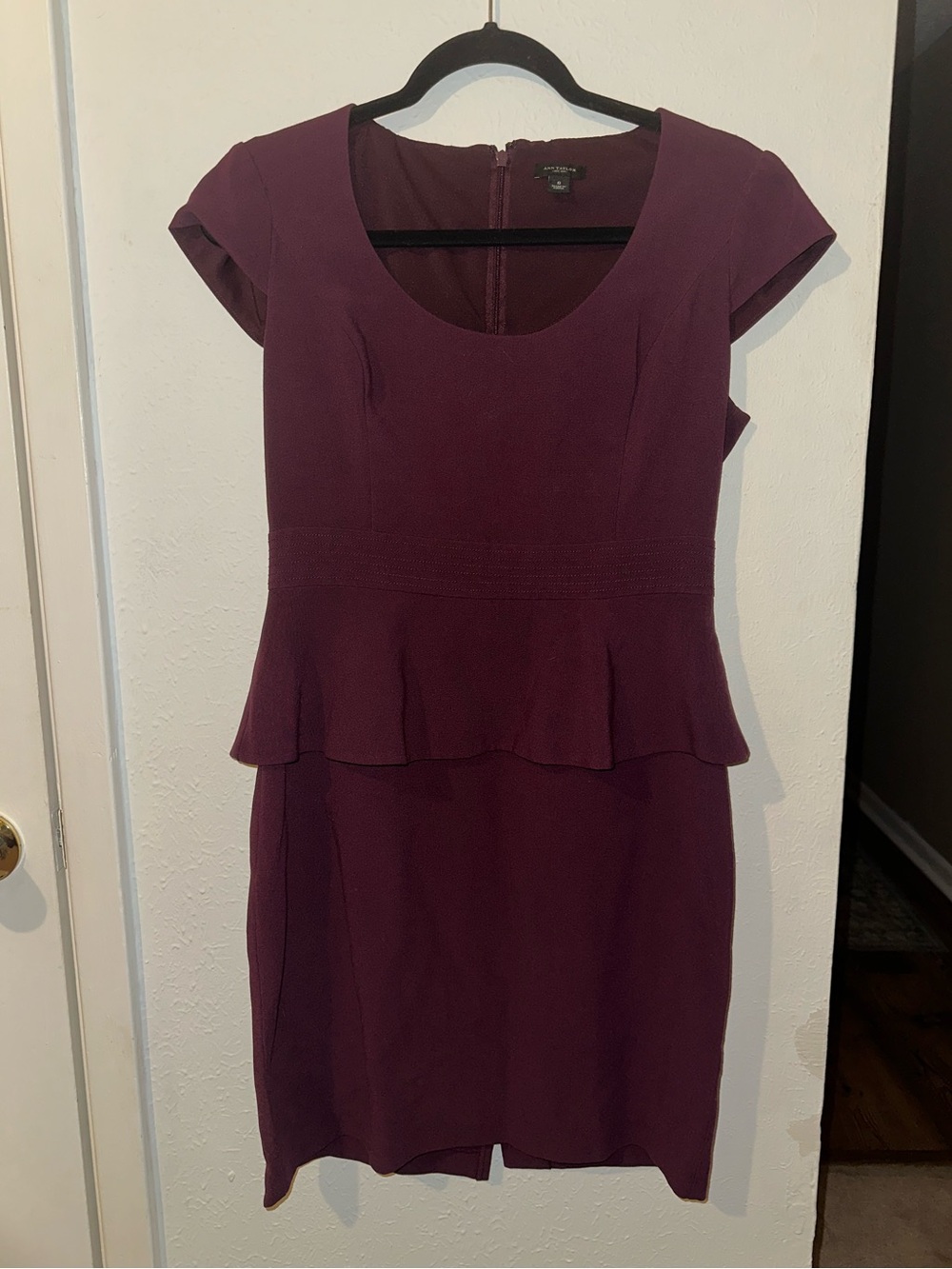 Ann Taylor Plum Peplum Midi Dress